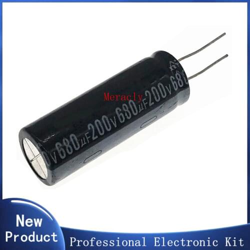 2pcs/lot 680UF 200v 680UF aluminum electrolytic capacitor size 18*50MM T18 200v 680UF 20