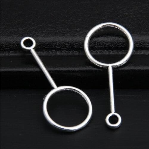 20pcs Silver Color Stylish Round Shaped Circle With Stick For Women Charms Jewelry Accessories A2812
