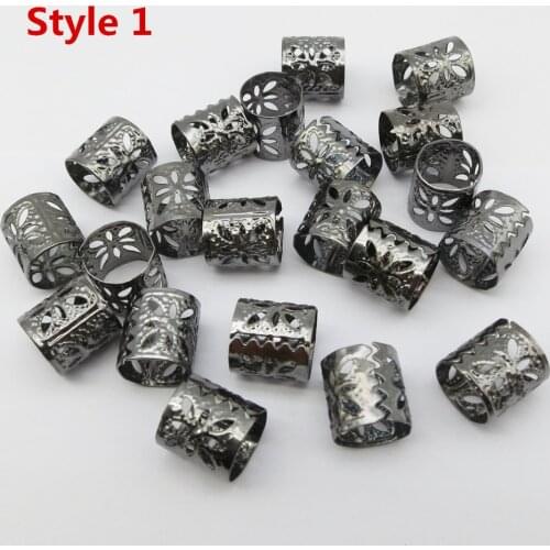 200pcs/500pcs Gun Black adjustable hair dread Braids dreadlock Beads cuffs clips Rings for girls women men Accessories