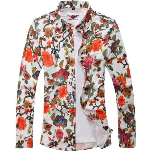 2020 New Fall Large size 5XL 6XL 7XL Mens Hawaii long sleeve shirt Fashion high quality mens floral shirt