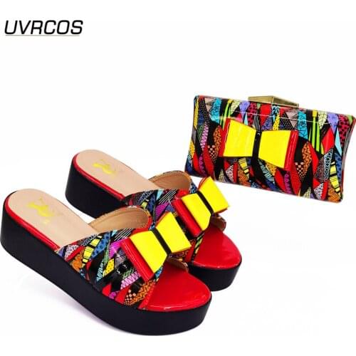 2021 Summer High Quality Italian design Women Shoes and Bag Set Nigerian Ladies Red Color Shoes and Bag for Wedding