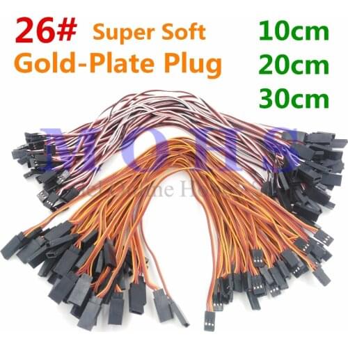 5pcs/10pcs 30cores 26awg light gold plated servo lead extension cable servo extended cable wire cable line for FUTABA JR HITEC