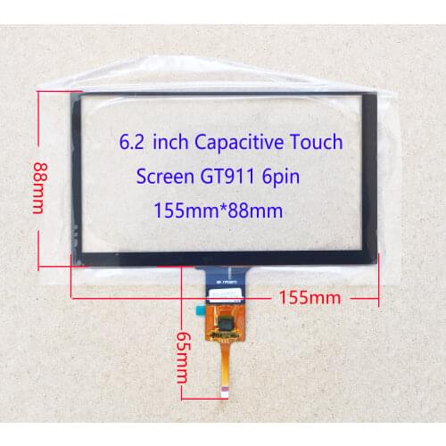 6.2 Inch Touch Screen Digitizer HandWriter Panel Glass For Radio 155*88mm Toyota Hyundai Honda GT911 6Pin BR FPC0070