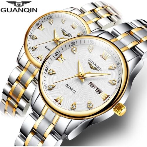 Luxury Couple Watch GUANQIN GS19127 Quartz Watch Pair Watches For Couples Stainless Steel Date Men Women Lovers Wrist Watch 2019
