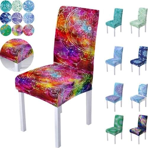 Bohemian Mandala Flower Printed Elastic Chair Cover for Wedding Party Banquet High Back Chair Protective Cover Home Chair Decor