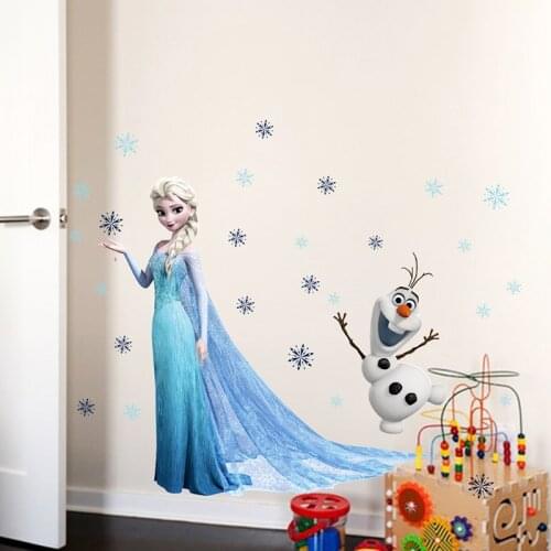 Disney DIY Frozen Princess Elsa Olaf Wall Stickers Girl Children Room Background Decor Kids bedroom accessories Poster Decal