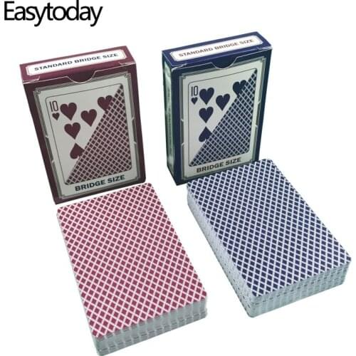 Easytoday 10Pcs/Set Baccarat Texas Hold'em Plastic Playing Cards Game Set Waterproof Frosting Poker Card Board Bridge Poker Card