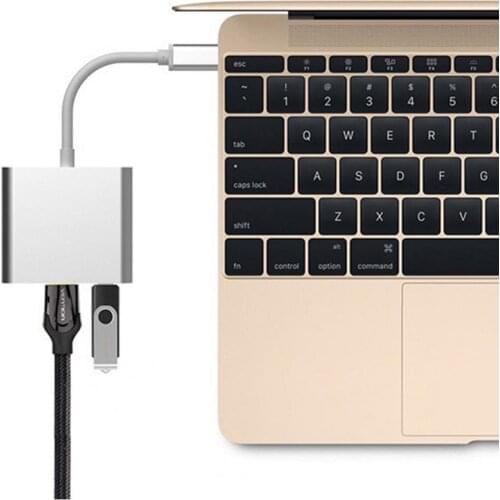 Converter Cable 3-in-1 USB 3.1 Type C to HDMI-compatible Converter Type-C Adapter Computer Accessories for Notebook