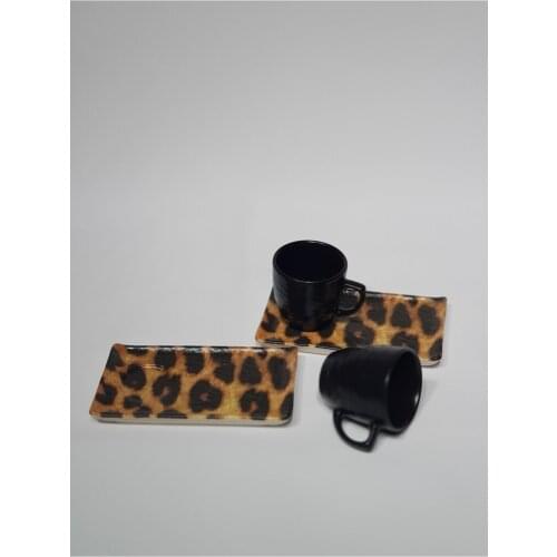 Coffee cup turkish Coffee 2 Pesonality pattern Coffee cup Pad 4 Piece leopard different cup couples gift handled beautiful