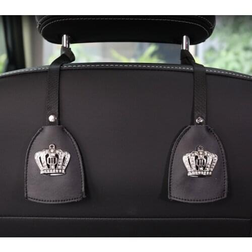 Creative Car Hooks Crown Leather Car Back Seat Headrest Hanger Storage Hooks For Groceries Bag Handbag Auto Interior Accessories