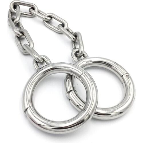 Stainless Steel Round Ring Ankle Cuffs Metal Chian Leg Irons Adult Games Bondage Restraints BDSM Torture Sex Toys For Couples