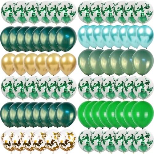 20pcs Bean ink green balloon Set Chrome Metallic Confetti ballon wild one Birthday Party Decorations Globos Jungle Safari baloon