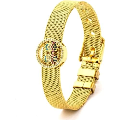 Top Quality Stainless Steel Watch Belt Bracelets For Women Men Golden Bangle CZ Boys & Girls Accessories Party Jewelry Gift