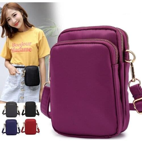 Women Fashion Handbag Messenger Casual Mini Shoulder Bag Lightweight Nylon Purse Solid Zipper Waterproof Crossbody Bag