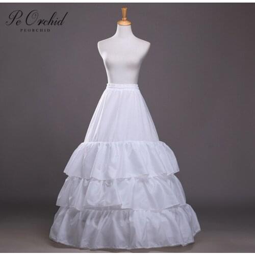 PEORCHID 3 Hoop Wedding Underskirt Crinolines Enagua Novia fluffy Cosplay Ruffled Skirt Bridal Long Petticoat In Stock