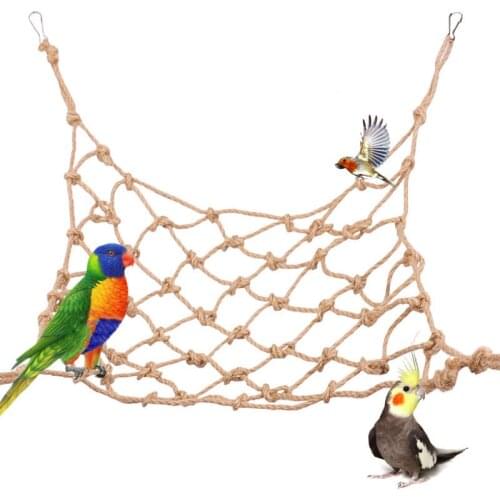 Hanging Parrot Climbing Net Bird Stand Net Hammock with Hook Swing Rope NetBird Climb Chewing Pet Bird Toys