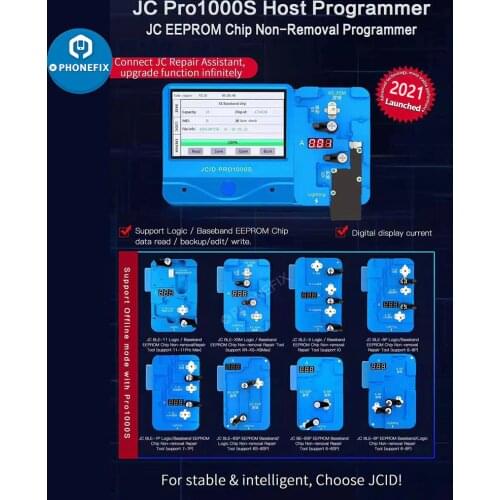 JC Pro1000S Logic Baseband EEPROM IC Read Write Module Non-removal Programmer for iPhone 6-X XS Max 11 Pro Max Error Repair Tool