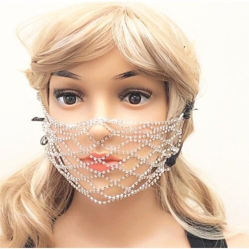 Luxury Fashion Crystal Masks For Women And Men Sexy Mesh Mask Elegant Bling Rhinestone Face jewelry Mask Party Gift