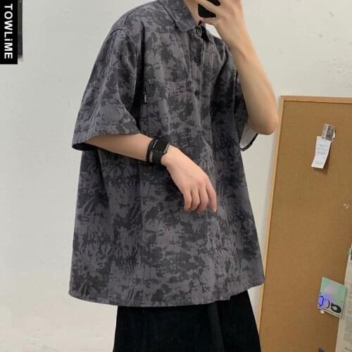 Summer New Tie-Dye Shirts Mens Stylish Retro Casual Shirt Men Korean Streetwear Loose Short Sleeve Shirt Women Oversize Blouse