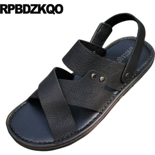 Slippers outdoor fashion native slides slip on large size 45 big black men sandals leather summer water designer shoes brown