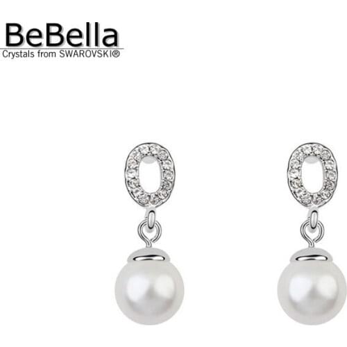 BeBella pearl dangler earrings made with Crystals from Swarovski crystal pearl for girls Christmas gift