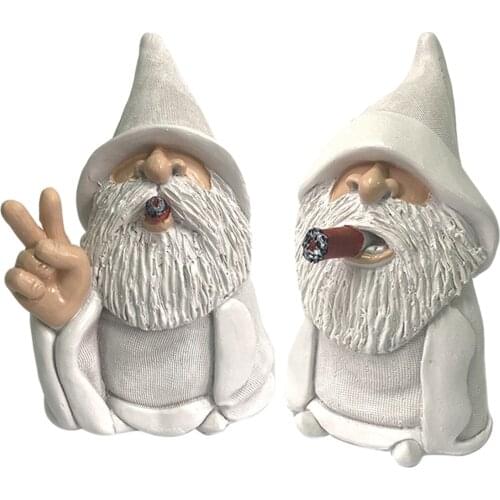 Funny Resin Figurines Garden Gnome White Beard Dwarf Garden Decoration Statue Gnome Decoration Villa Home Figurines Decoartion