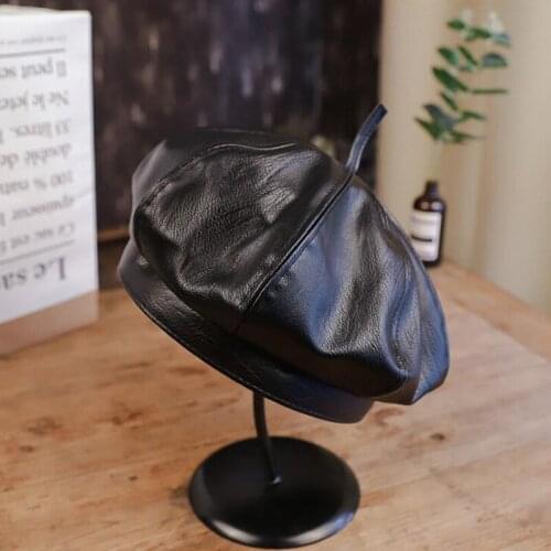 Hat Female Spring And Autumn Korean Version Of The Retro British Wild Painter Hat Casual Leather Pumpkin Hat Net Red Beret Tid