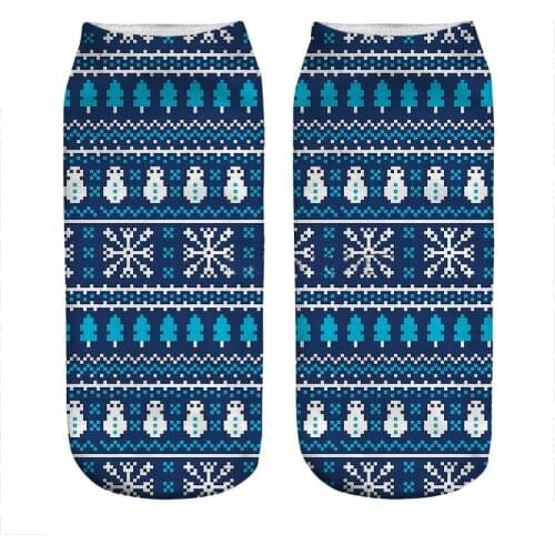 Womens socks kawaii Ugly Sweater Pattern blue Printed Socks Woman harajuku Happy Funny Novelty cute girl gift Socks for women