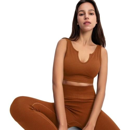 Women Fitness Athletic Active Seamless Suit 4-Way Stretch 2 Piece Yoga Set U-neck Sexy GYM Bra & Leggings Training Tracksuit