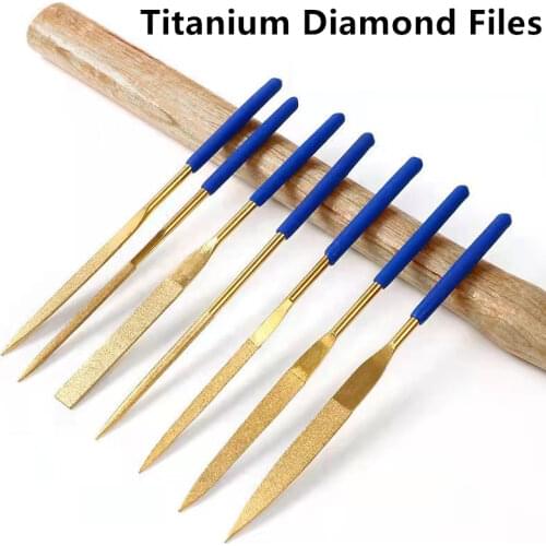 5pcs Assorted DIY Gold Diamond Files Mini Needle File Set Handy Tools for Ceramic Glass Gem Stone Hobbies and Crafts