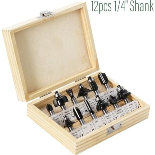 12pcs 8mm Woodworking router bit Straight end mill trimmer cleaning flush trim corner round cove box bits tools Drilling Milling