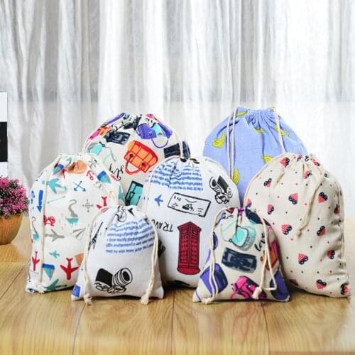 2pcs Aircraft Printing Storage Bag Business Trip Clothes Shoes Toiletries Drawstring Dustproof Organizer Candy Tea Gift Pouch