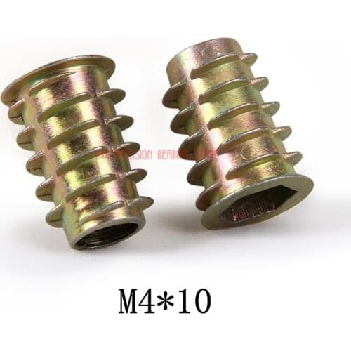 2021 New Limited Stainless Steel Rod 50pcs M4*10 Zinc Alloy Thread For Wood Insert Nut Flanged Hex Drive Head Furniture Nuts