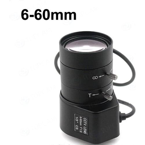 Free Shipping 1.3 Megapixel 1/3" 6-60mm F1.6 CS Mount DC Auto Iris Varifocal IR CCTV Lens for Box Camera