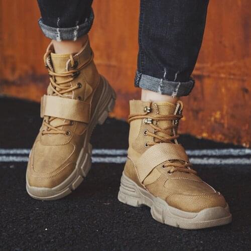 2020 High Quality Fashion Winter Mens Boots Warm Working Boots Lace Up Mens Desert Boots Round Toe High Top Shoes