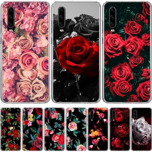 Dark Rose Flower Phone Case for Huawei P40 P30 P20 Mate 30 20 10 Pro P10 Lite P Smart Z + 2019 Gift Coque Cover Capa