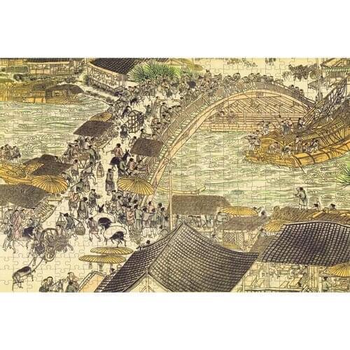 Michelangelo Wooden Jigsaw Puzzle 1000 2000 Piece Cartoon Scene at Qingming Festival Educational Toy Collectibles Painting Decor