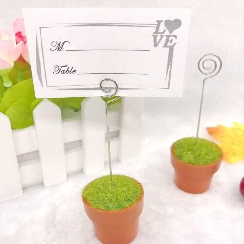 24PCS "Garden Party" Flowerpot Place Card Holders Photo Holder Wedding Party Table Number Holder Favors