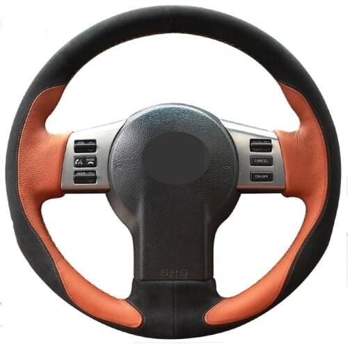 For Nissan 350Z 2003-2009 Accessories Infiniti FX FX35 FX45 2003-2008 Brown Leather Black Soft Suede Car Steering Wheel Cover