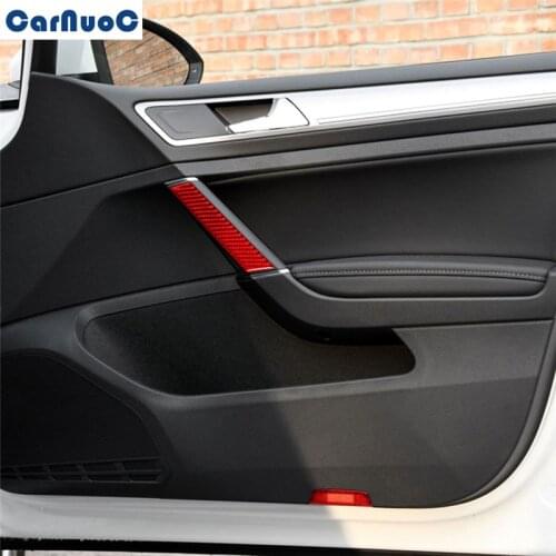 For VW Golf 7 GTI MK7 2013-2017 Car Inner Door Handle Panel Red Trim Decal Carbon Fiber Sticker Styling Accessories