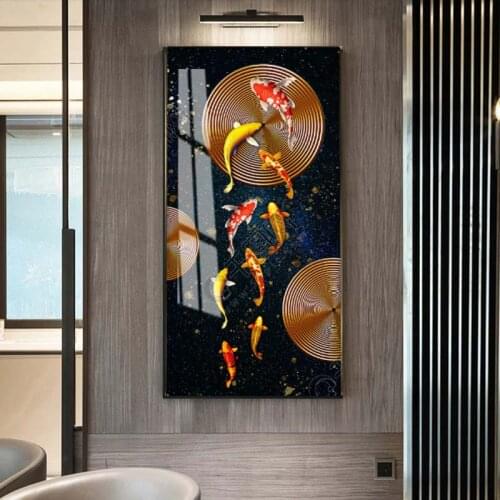 Koi Fish Feng Shui Carp Pond Pictures Canvas Painting Wall Art For Living Room Modern Home Decor NO FRAME