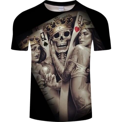 Playing card T-shirt 2021 summer fashion skull mens and womens short-sleeved 3D printing Norma Jane Baker Harajuku top dress