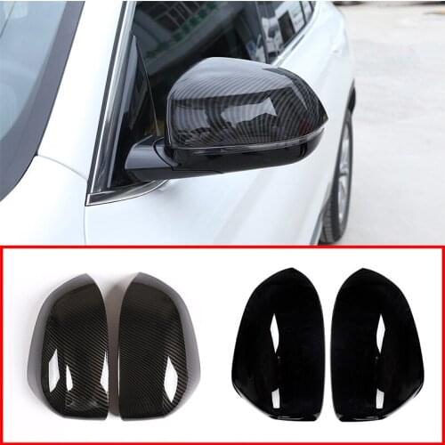 2pcs Carbon Fiber Glossy Black ABS Exterior Side Rearview Mirror Cap Cover Trim For BMW X3 X4 G01 G02 2018-2020 Car Accessories