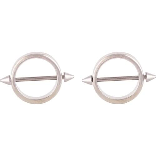 MODRSA 2pcs/lot Simple Geometry Nipple Ring Two-color Sexy Nipple Ring Couple Models Stainless Steel Body Piercing Jewelry