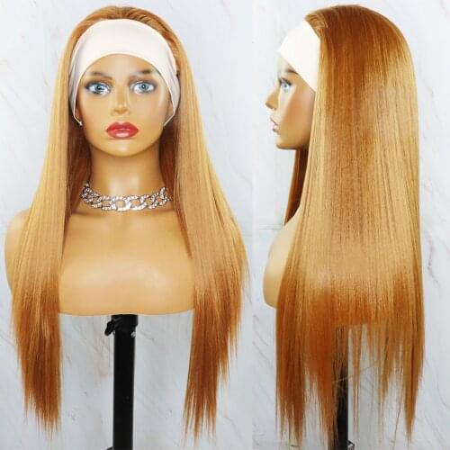 Beautiful Diary Silky Straight Headband Wig for Black Women Futura Fiber Hair #27 Headwraps Heat Resistant Synthetic Hair Wig
