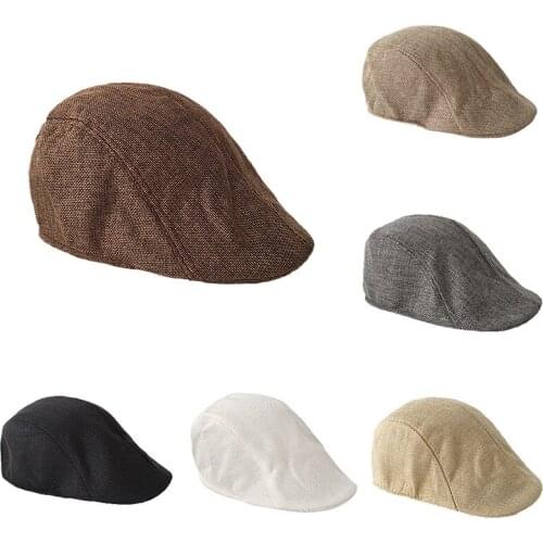 Linen Beret Men Cap Cotton Womens Hat 2021 Spring Summer Classic Vintage Newsboy Peaky Blinders Cap Male Man Berets Hats MZ056