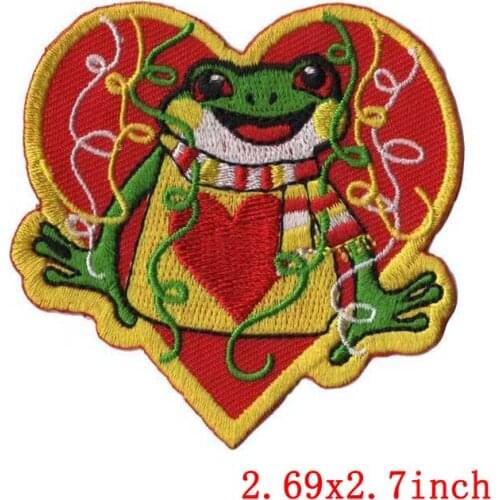 Cartoon Frog Patches For Clothing Frog Carnival for Netherland Embroidered Sewing Apparel For Kids Clothes Accessories Decro