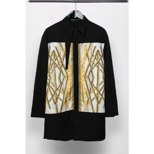 Owen Seak Men Casual Shirts High Street Style Mens Clothing Spring Male Autumn Black Long Sleeve Shirts