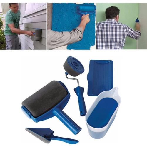 5pcs Multifunctional Paint Runner Pro Roller Brush Tool Set Paint Roller Set Room Wall Painting Brushes Set Home DIY Repack Tool