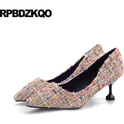 Abnormal 2021 11 43 Pointed Toe Multi Colored Unique Size 33 Party Shoes Novelty Big Women Pumps 4 34 10 42 Medium Heels Kitten